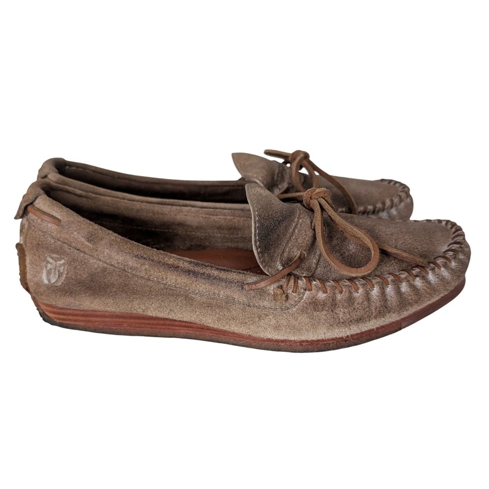 Frye Austin Tie Moccasins Brown Suede‎ Leather Lace Up Loafers Men 8 Women 9.5